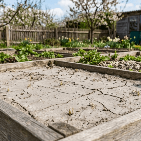 Verslempte grond in een moestuinbak