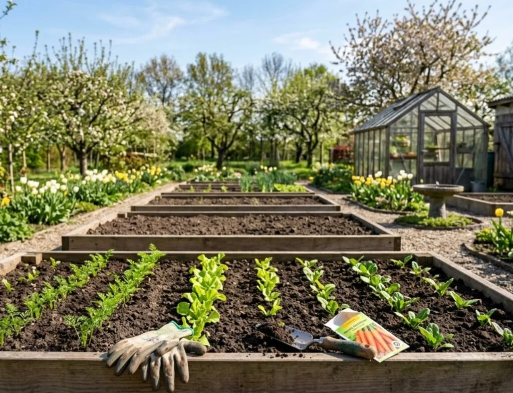 Moestuin in April